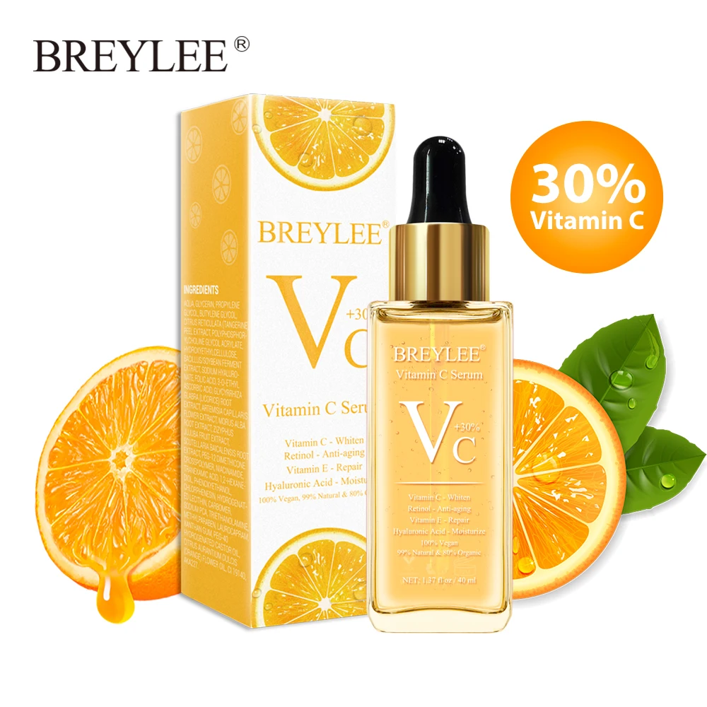 

BREYLEE Vitamin C Serum Whitening Face Skin Care 40ml Dark Spots Repair Hyaluronic Acid Moisturizing Anti Aging Facial Essence