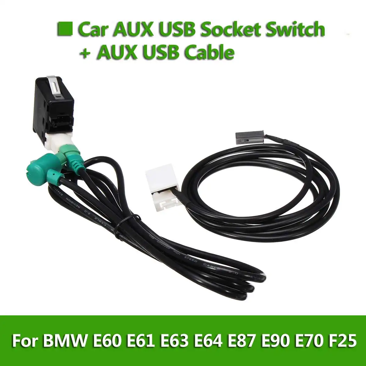 

Car AUX USB Socket Switch+AUX USB Cable USB Cable Adapter Audio Harness Wire For BMW E60 E61 E63 E64 E87 E90 E70 F25 for Phantom