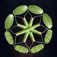 Двойной натуральный нефритовый ролик для лица для похудения лица шеи толчок нефритовый массажер для подтягивания кожи практичный прибор для красоты Инструменты для ухода за лицом