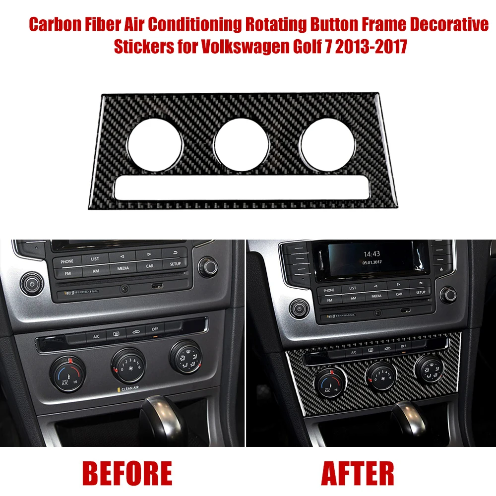 

Carbon Fiber Central Control Air Conditioning Rotating Button Frame Decorative Stickers for VW Golf 7 2013-2017
