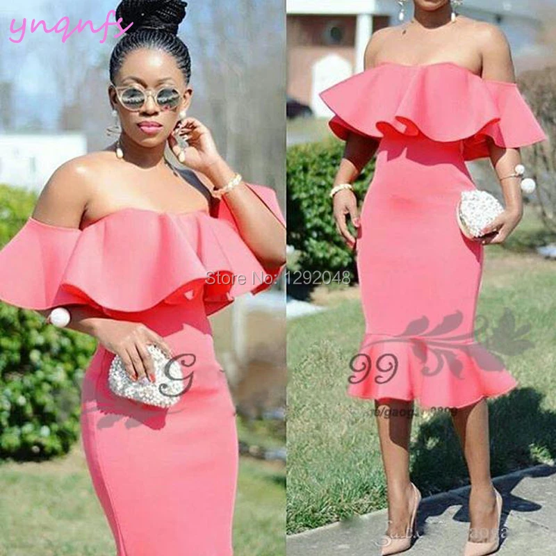 coral off the shoulder dress