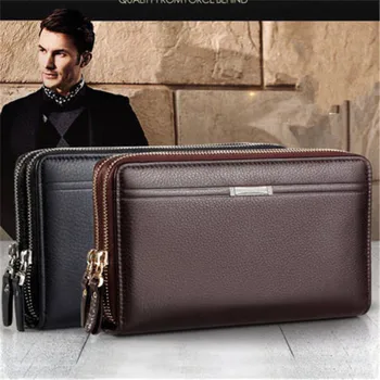 

2019 Brand New Style Men's Leather Business Wrist Clutch Wallet Card Handbag Zipper Bag Purse