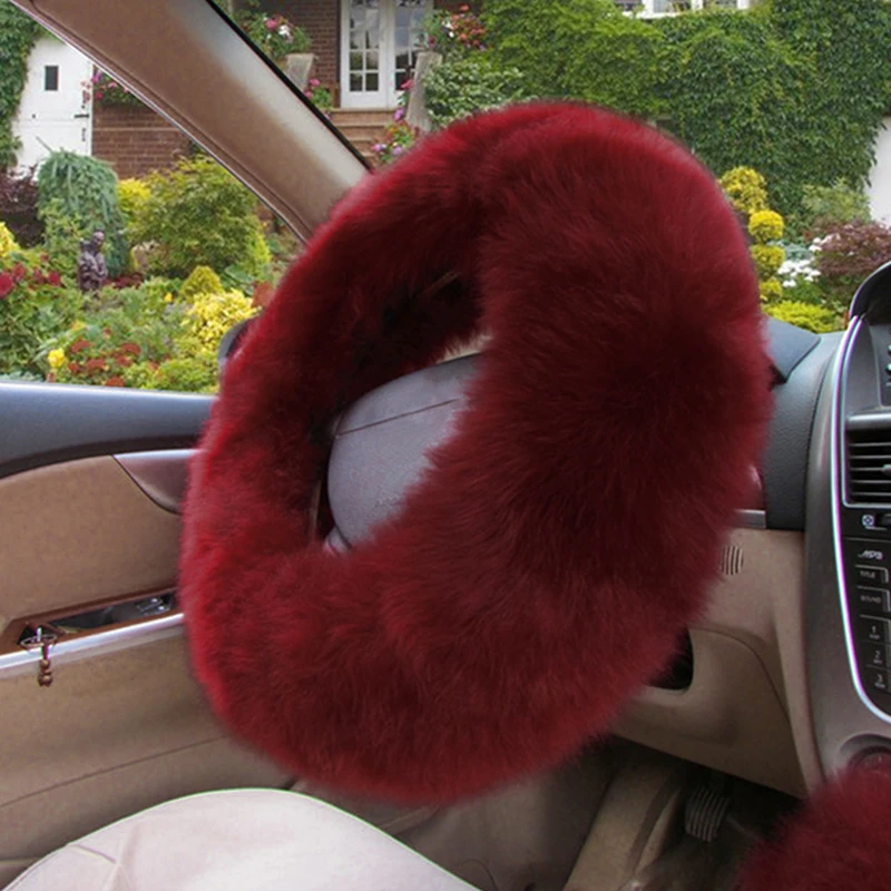 

3Pcs/ Set Soft Wool Steering Wheel ,shift gear Cover Furry Fluffy Car Accessory
