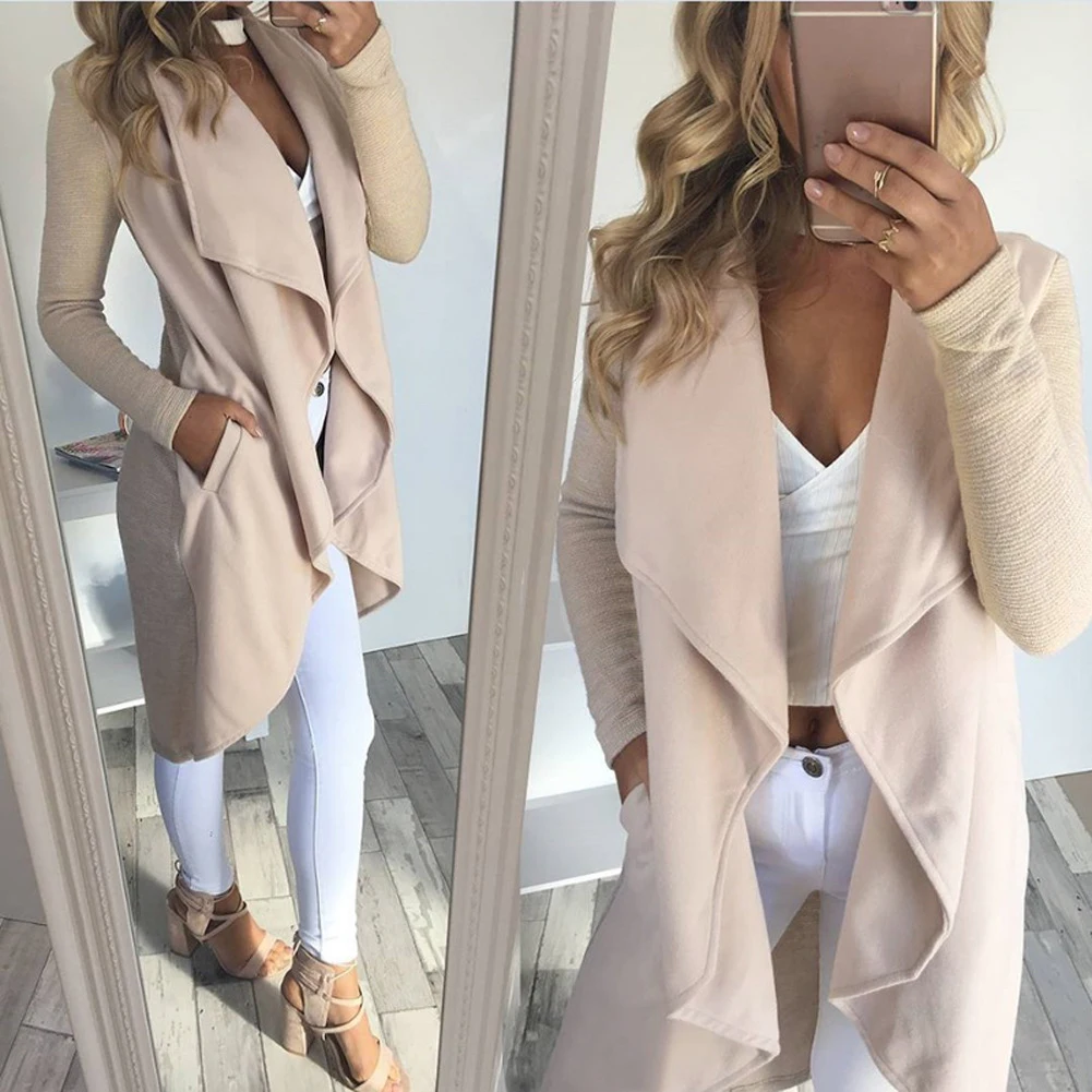 

Women Ladies Long Sleeve Formal Cardigan Coat Open Front Irregula Colar Jacket