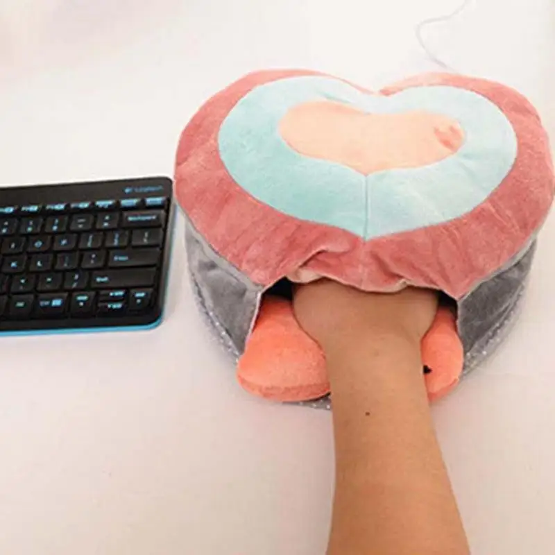 Warm Mouse Pad Heart Shaped Heated Mouse Mat USB Port With Wristguard