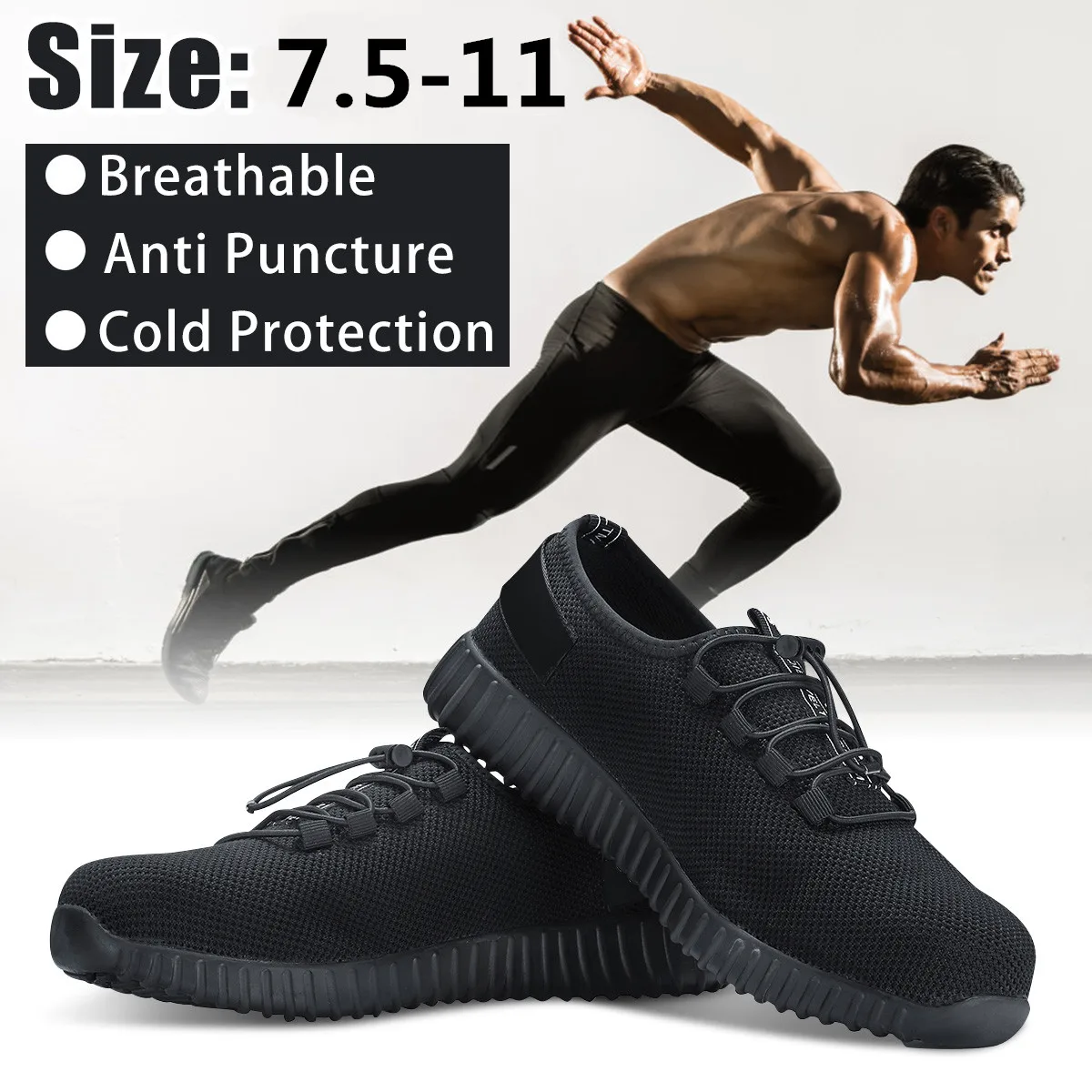 

Safurance Men Breathable Steel Toe Cap Work Safety Shoes Outdoor Anti-slip Steel Puncture Proof Construction Safety Boots Shoes