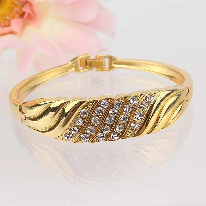 

Hot Sale Classic Gold-Color Jewellery Austrian Crystal 2.5 inch Bracelet&Bangle Fashion Jewelry For Women Free Shipping