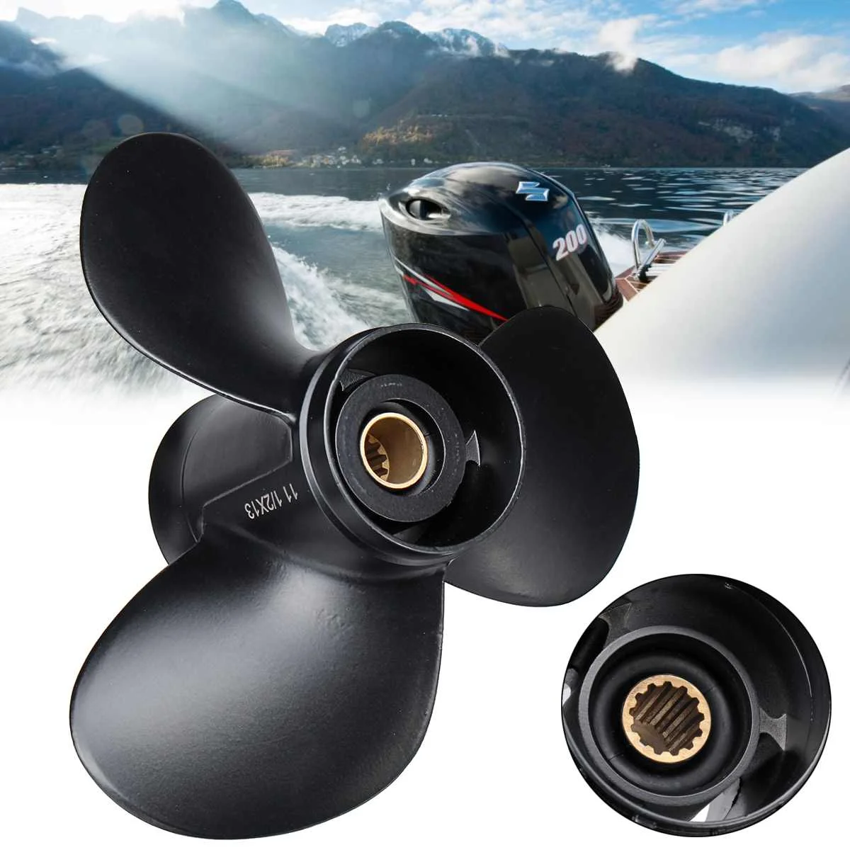 58100 94313 019 11 1/2 x 13 Inch Aluminum Alloy Boat Outboard Propeller