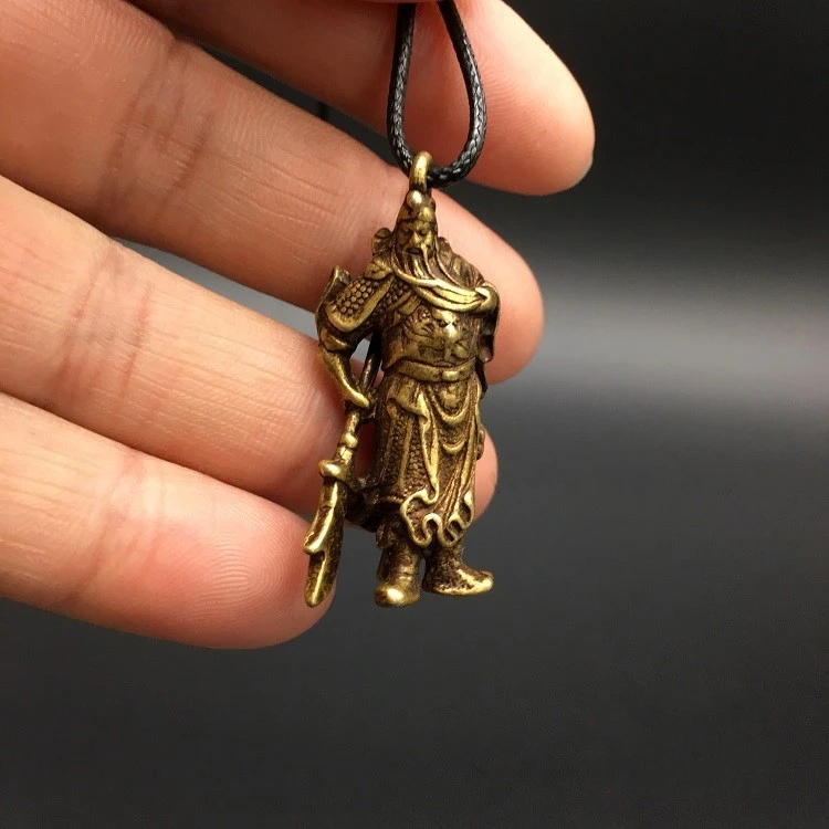 

Collectable Chinese Brass Carved Guan Gong Guan Yu Mammon Sabre Exquisite Small Statues