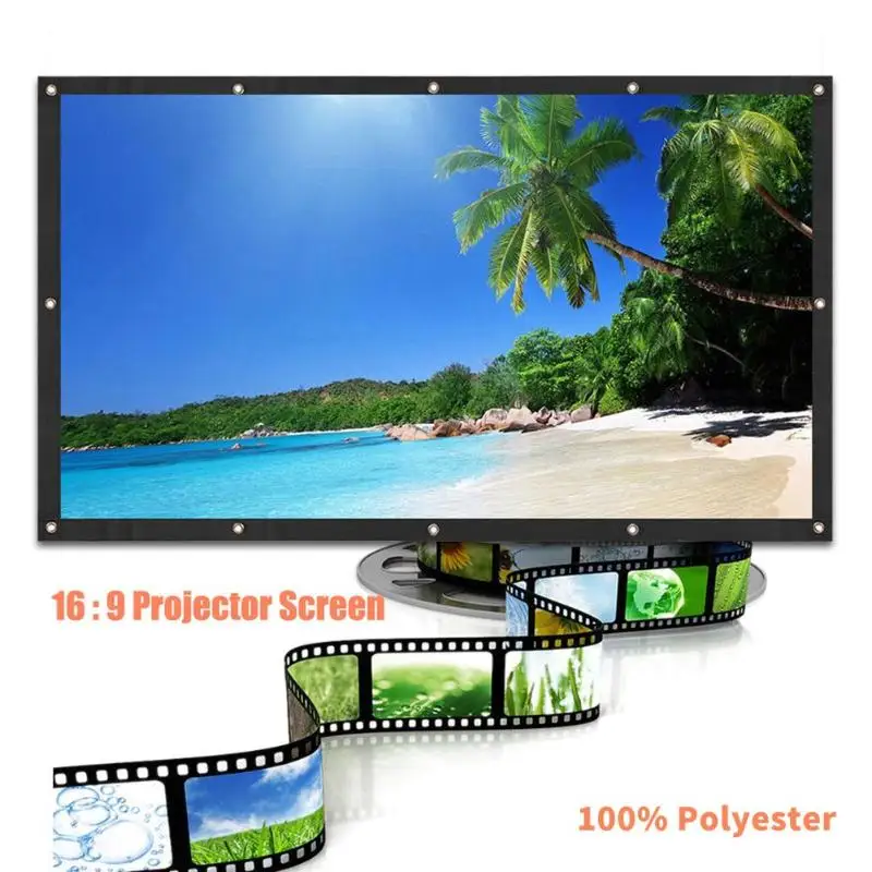 Портативный 60/72/84/100/120 дюймов 3D HD настенный проекционный экран холст 16:9 светодиодный проектор экран для домашнего кинотеатра