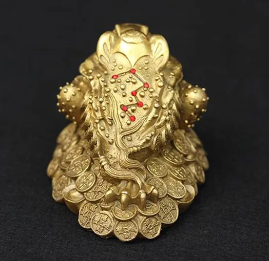 Collectable Chinese Brass Carved Animal  Wealth Golden Toad  Exquisite Small  Statues