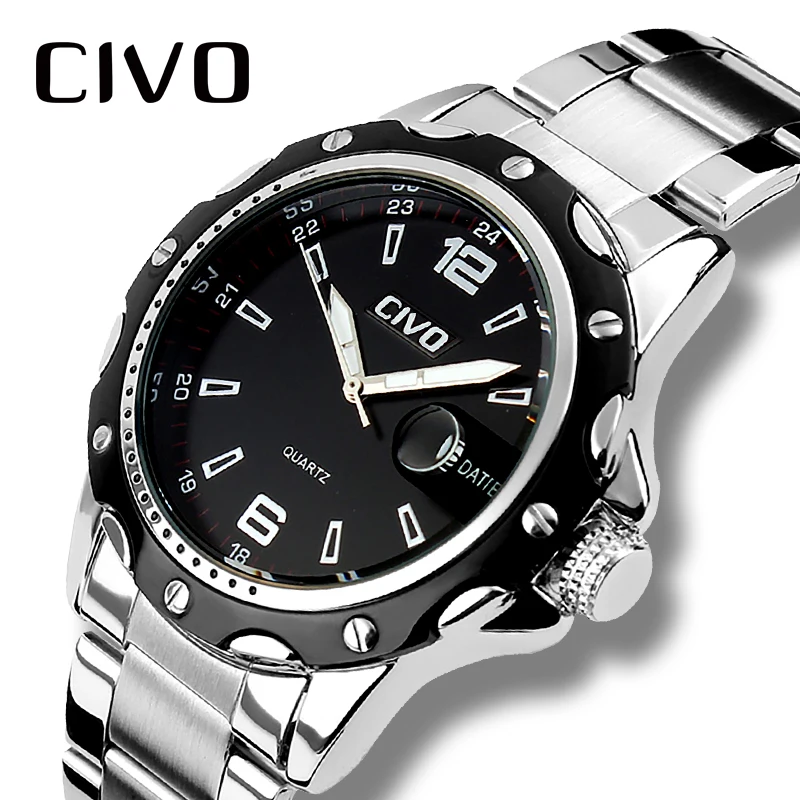 CIVO Relogio Masculino мужские часы Роскошные известный бренд Мужская мода Повседневное платье часы Военная Униформа кварцевые наручные часы Saat
