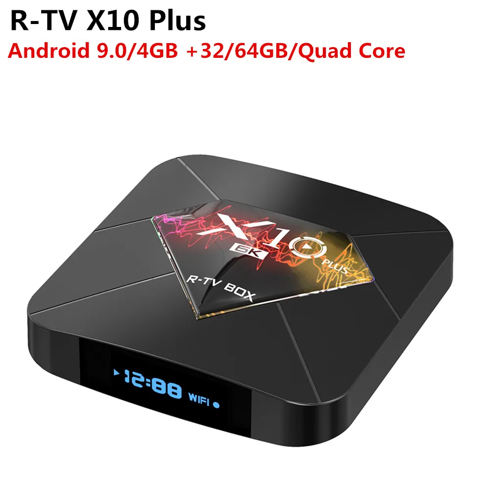 

R-TV X10 Plus Android 9.0 Smart TV Box Allwinner H6 Quad Core 2.4G WIFI USB 3.0 HDMI 2.0 4GB RAM +32/64GB ROM Support 6K H.265