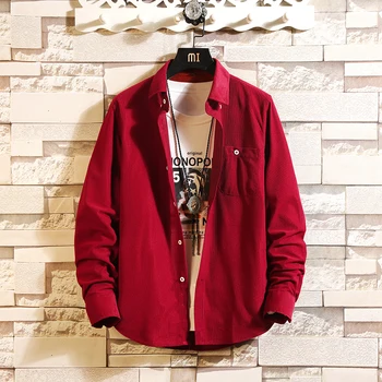 

2019 Spring And Summer New Korean Fashion Tide Male Loose Quality Cotton Harajuku Solid Color Literary Large Size Casual Shirt