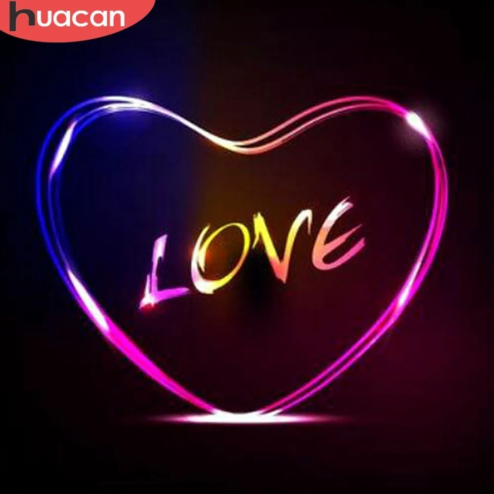

HUACAN Diamond Embroidery Heart Love 5D DIY Cross Stitch Full Square Diamond Painting Landscape Rhinestone Mosaic Home Decor