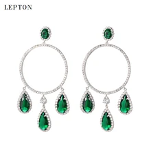 Fashion AAA cubic zirconia earrings for womens round dangle earring waterdrop green stones drop earrings womens accessaries extremely attractive dangling earring blue green and clear oval cut stones of cubic zirconia big round dangle pendant earrings