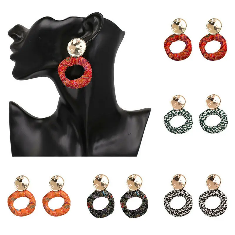 Fashion Women Bohemian Colorful Cloth Round Drop Statement Earrings Jewelry Gift Brand Fine | Украшения и аксессуары