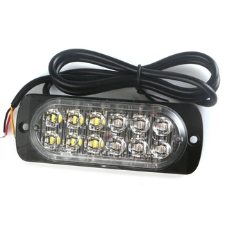 

36W 12-24V 12 LED Strobe Light thin Emergency Flash Warning Caution Light for Trucks Cars Motorcycles (Yellow and White Light)