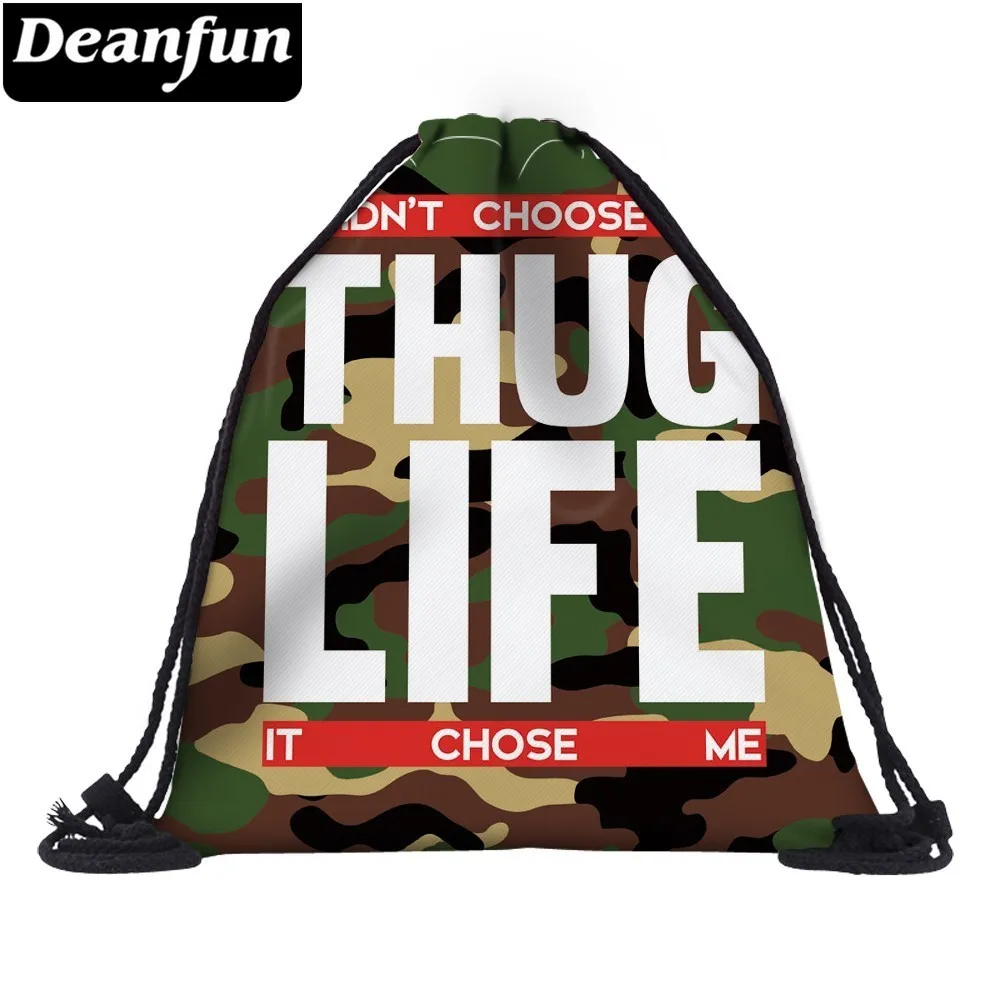 

Deanfun Drawstring Bag 3D Printing THUG LIFE Backpack Travel Softback Men Backpacks Bags 36700