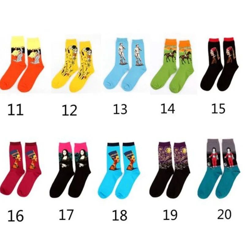 Новые модные женские и мужские носки с надписью Happy Socks унисекс Mona Lisa хлопковые