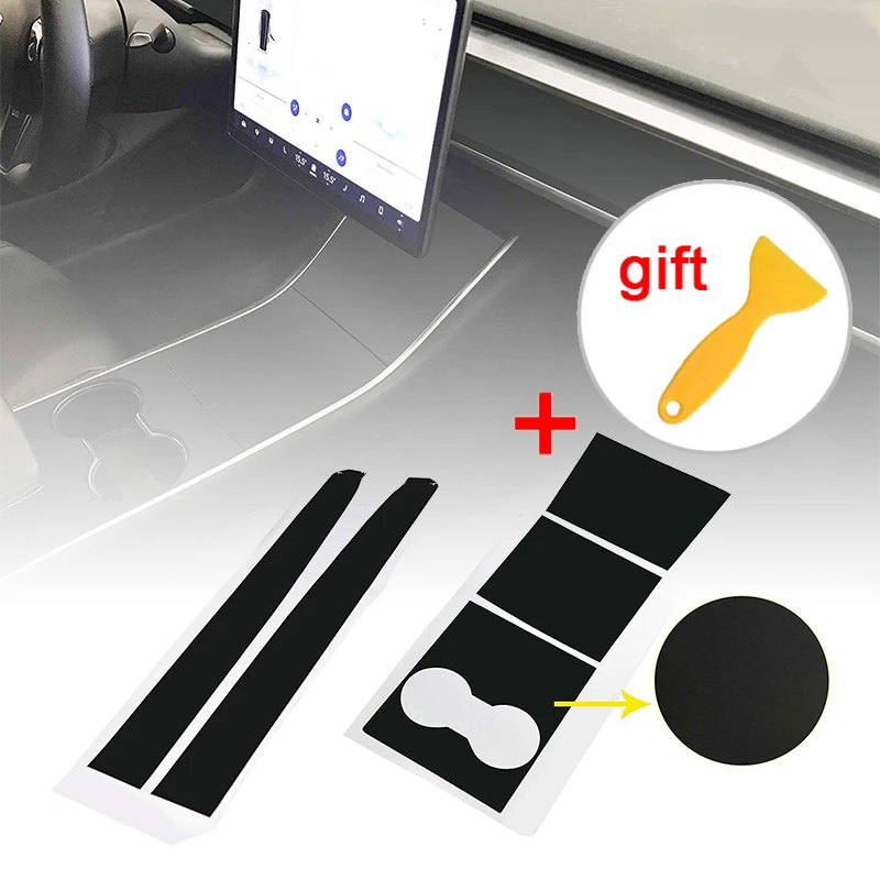  *For Tesla Model 3 Matte Black Car Center Console Dashboard Vinyl Wrap Stickers*