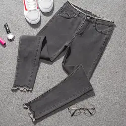 Высокая талия узкие модные джинсы-бойфренды для Для женщин 2019 осень Винтаж девочек Тонкий лодыжки LengthDenim карандаш брюки плюс Размеры G3P7
