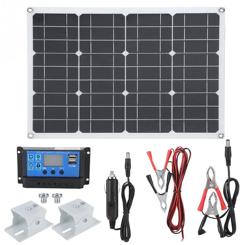 

30W Monocrystal Efficient Ultra-thin Flexible Solar Panel Charging Set Kit Dual USB for iPhone with LCD Display New