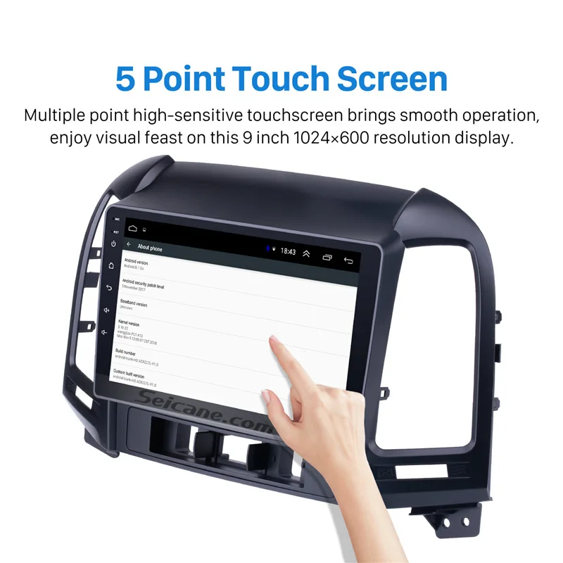 Top Seicane 2 din Android 8.1 DVD Player Bluetooth GPS Navigation Radio for 2005-2010 2011 2012 HYUNDAI SANTA FE with WIFI 1024*600 2