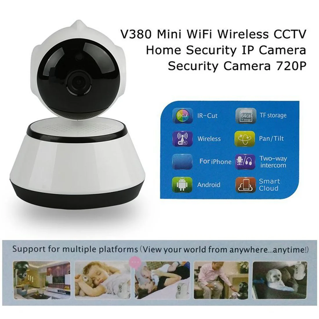  V380 Phone APP HD 720P Mini Macchina Fotografica del IP di Wifi Della Macchina Fotografica Senza Fi