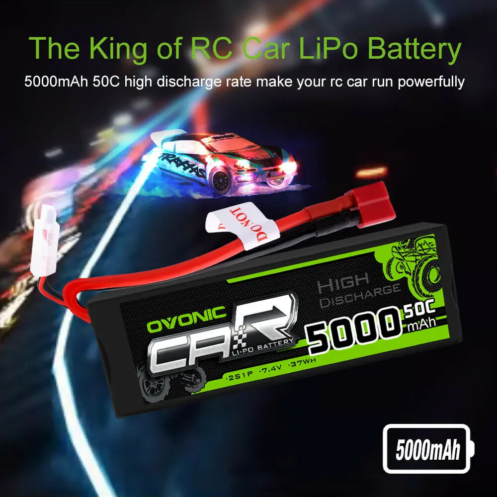 Аккумуляторы OVONIC LiPo 2S 50C 5000 мАч Т образный штекер 7 4 В для автомобиля ARRMA 1/8 1/10 RC Emaxx