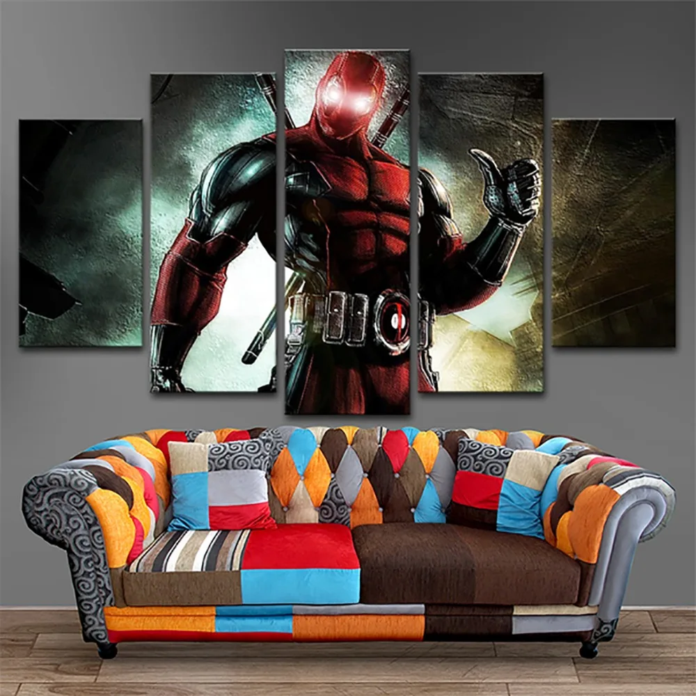 

Modular Pictures Wall Art Decorative Framework 5 Pieces Movie Deadpool Characters Poster Canvas Paintings Modern Artworks