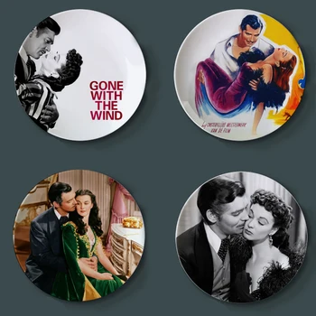 

GONE WITH THE WIND Decorative Plate Creative Movie Movie Poster Ceramic Hanging Dish Retro Theme Home/hotel Decor Friend Gift