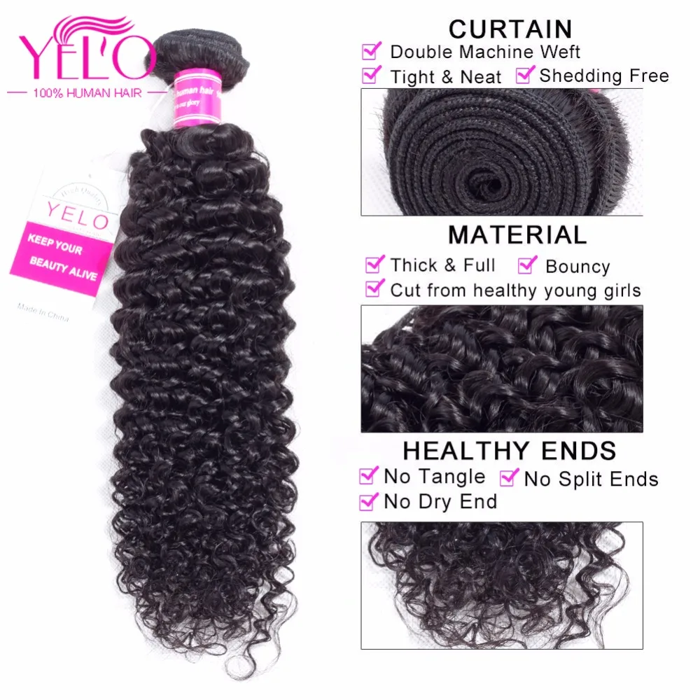 Yelo Brazilian Hair Bundles 100% Human Hair Non Remy Kinky Curly Wave Bundles Natural Color Hair Extension Free Shipping 1PCS Yelo Brazilian Hair Bundles 100% Human Hair Non Remy Kinky Curly Wave Bundles Natural Color Hair Extension Free Shipping 1PCS