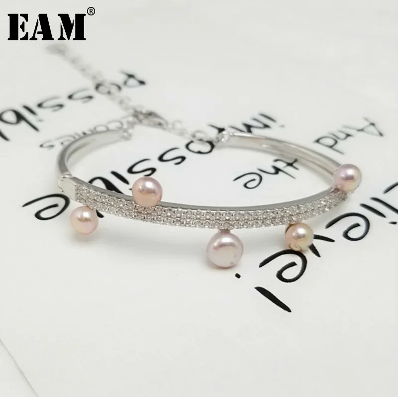 

WKOUD EAM Jewelry / 2019 New Fashion Temperament S925 Silver Micro Zircon Pearl Bracelets Women's Accessories S#Z15510