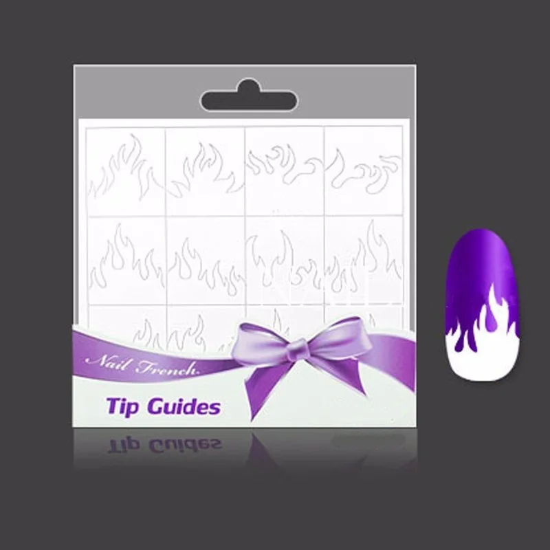 2 Sheets Fire Nail Vinyls Stencil Hollow Stickers Fires On Manicure Stencil Stickers Nail Art Decoration