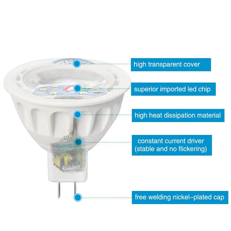 

ARILUX 6.5W LED Light Bulbs MR16 2835SMD 480LM LED Spotlight Lamp LED Bulbs Light Non-Dimmable AC/DC12V NEW