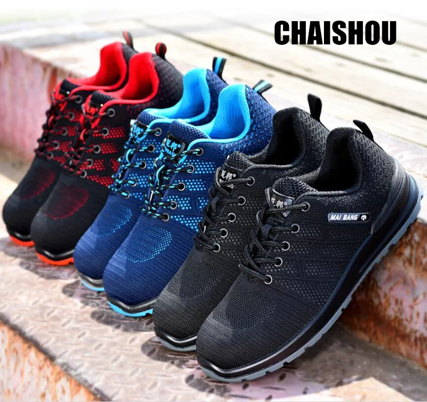 أحذية الرجال أحذية عمل تنفس الدانتيل متابعة قماش شبكي أحذية أمان الصلب اصبع القدم فائقة خفيفة الوزن حذاء رياضة عارضة الأحذية CS-160
