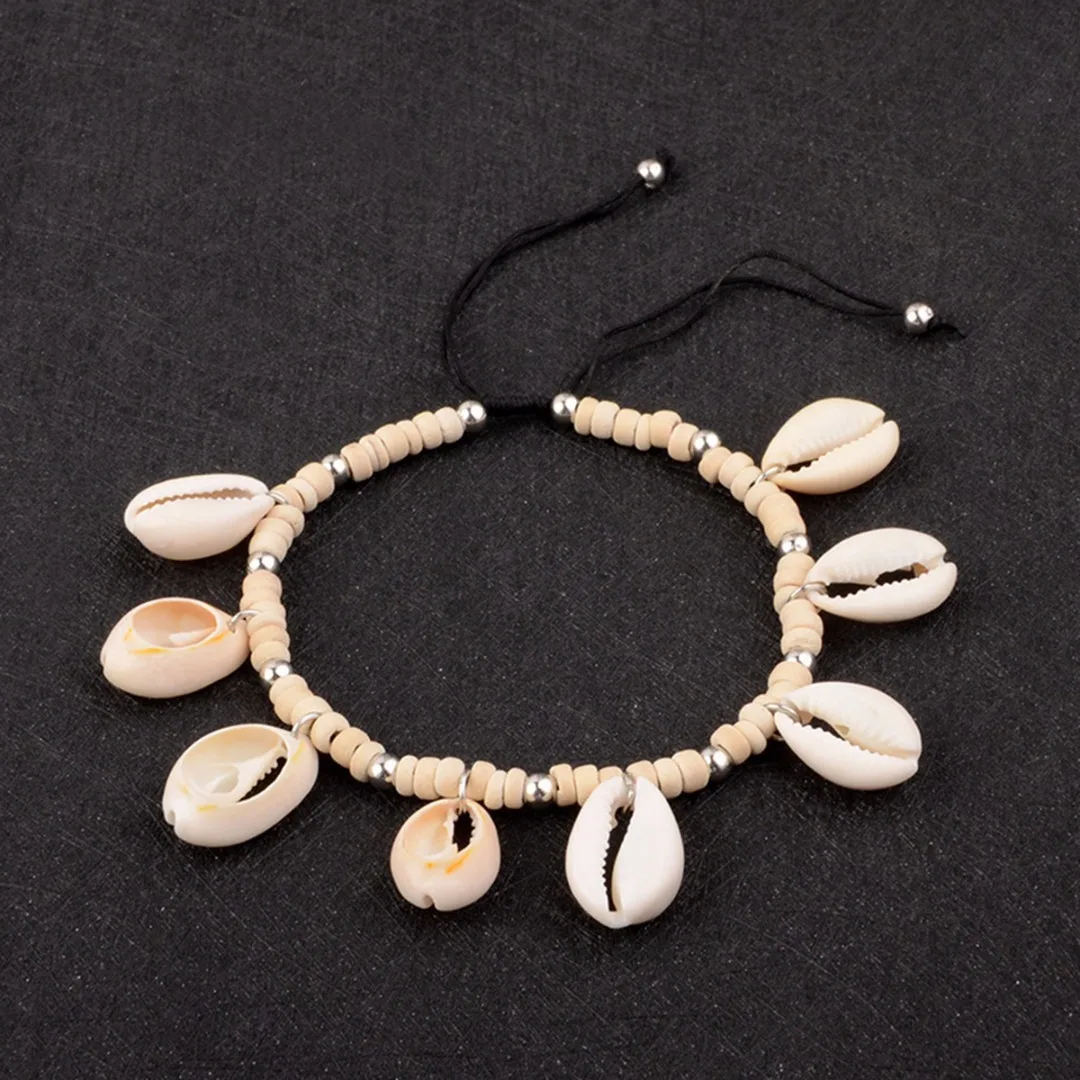 

Sainio Vintage Leather Ankle Bracelets Natural Shell Cowrie Beach Sandal Anklet For Women Charming Chain Anklets Boho Jewelry