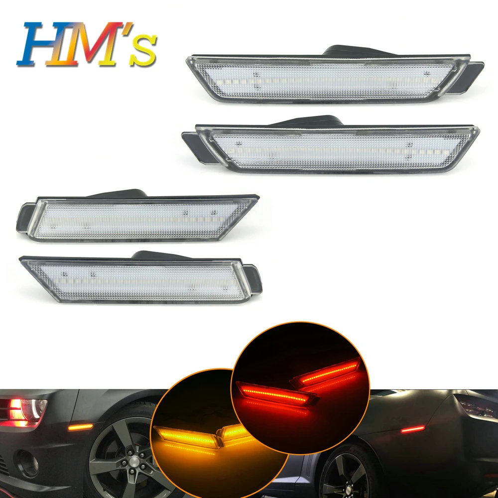 Goedkoop Zwart Wit Lens Voor Chevy Camaro 2010 2015 Front Amber Achter Rode LED Richtingaanwijzers Side Marker Lampen verlichting Voor Chevrolet Camaro