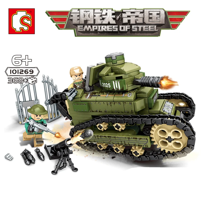 

368pcs 2WW Military Series Compatible Legoing FT17 Tank Army Building Blocks Tank Model Bricks Toys For Chlidren