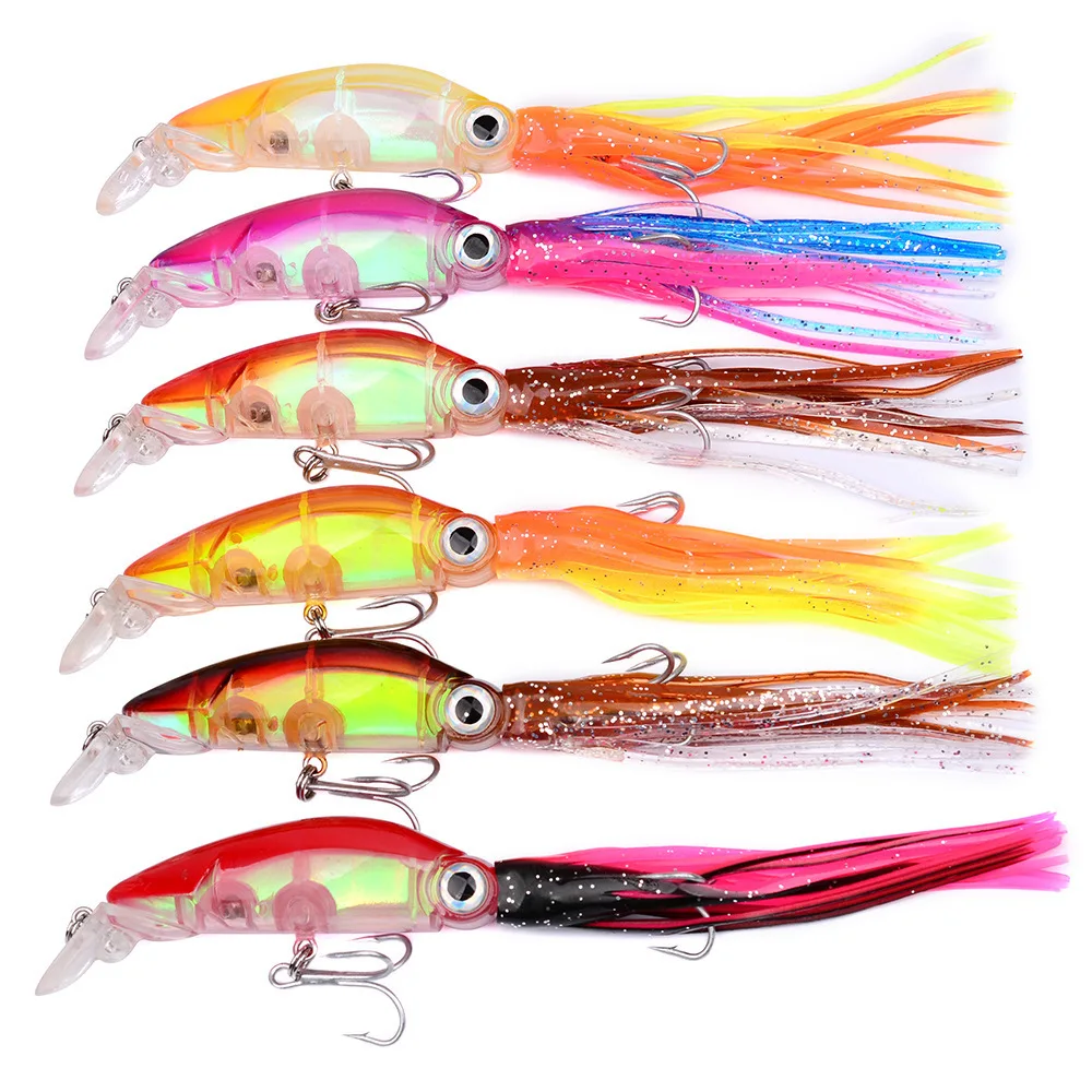 

1Pcs 22g/12cm Minnow Fishing lure Squid bait 6 Color High Carbon Steel Hook Octopus Crank For Artificial Tuna Sea Allure Tool