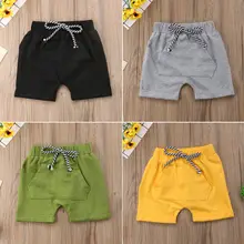 Новая детская одежда для маленьких мальчиков и девочек Повседневное шорты, короткие брюки для детей ясельного возраста Повседневное Короткие хлопковые Портативный шорты с карманом