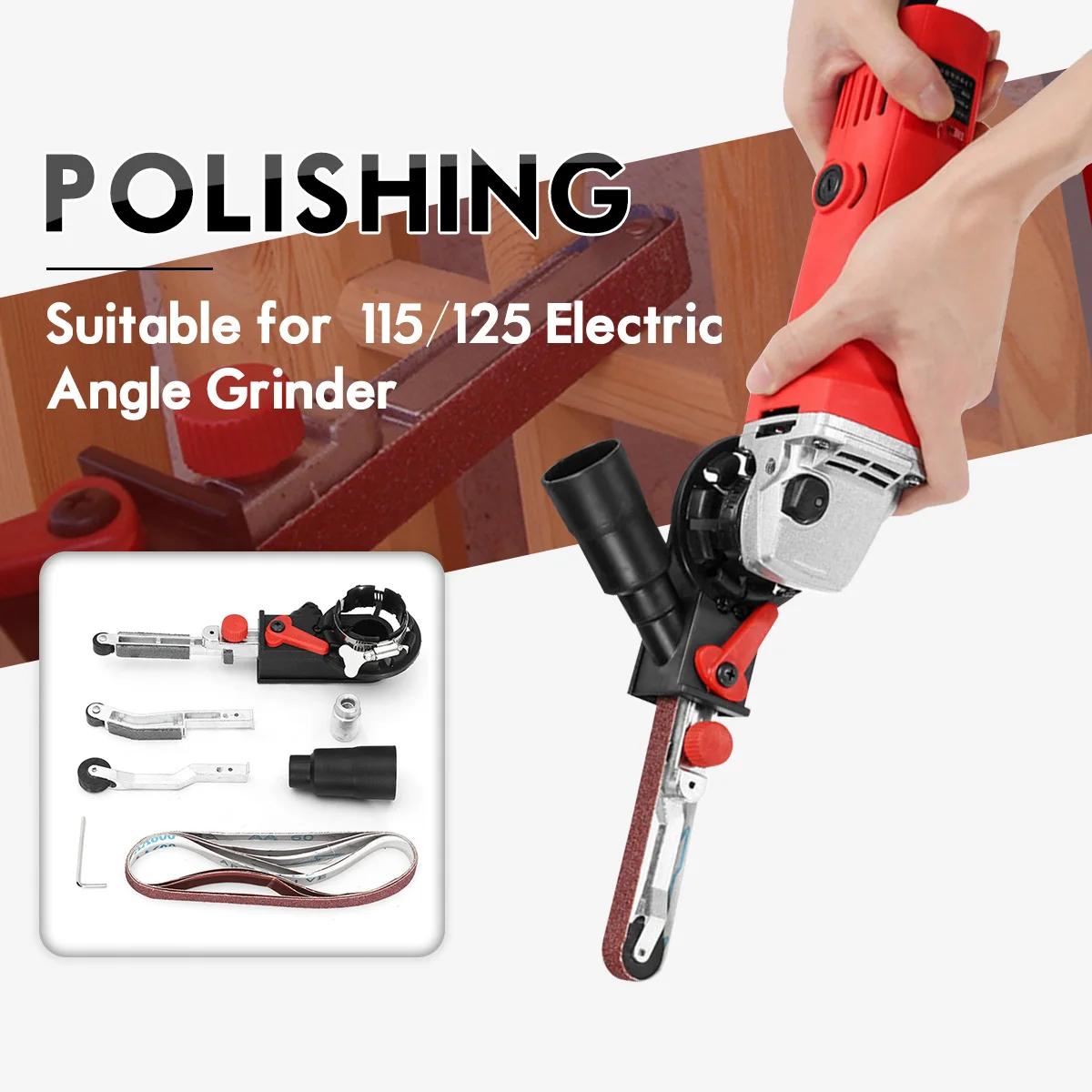 

DIY Sander Sanding Belt Adapter For 115/125 Electric Angle Grinder with M14 Thread Spindle For woodworking Metalworking