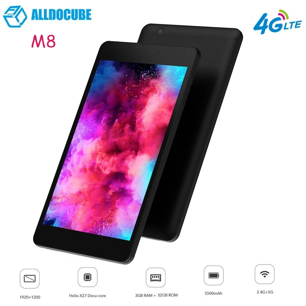 

ALLDOCUBE M8 4G Phablet 8.0 inch Android 8.0 1920*1200 MTK X27 Deca Core 3GB RAM 32GB ROM Tablet PC 5.0MP Rear Carmea 5500mAh