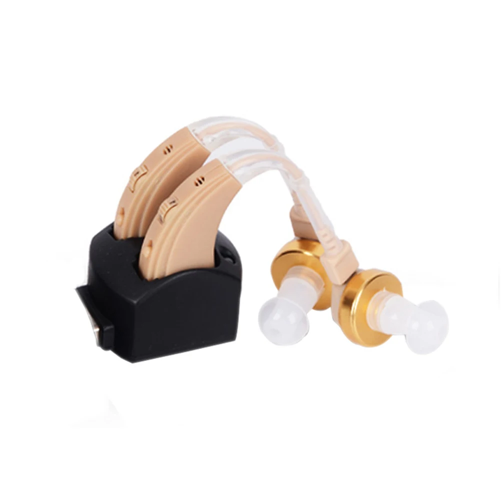 

2pcs Hearing Aid Practical Adjustable Behind The Ear Elderly Rechargeable Hearing Aids Sound Amplifier US PLUG
