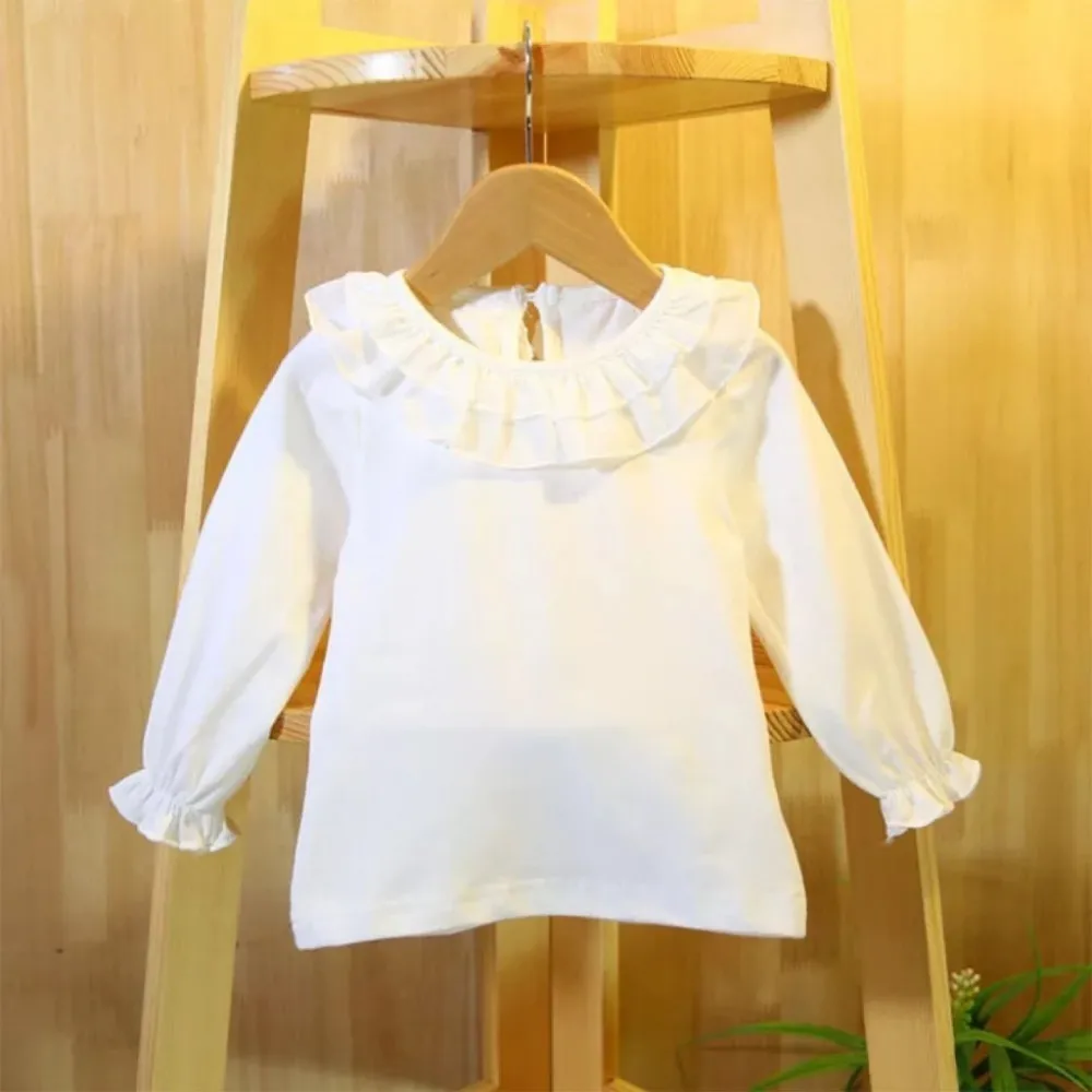 Baby Girls Blouses Peter Pan Collar White Toddler T Shirt Long Sleeve ...