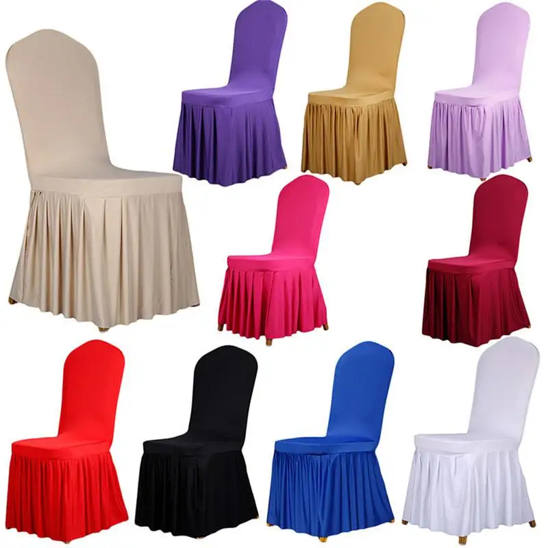 Universal size stretch Pleated Chair Cover Skirt seat covers for