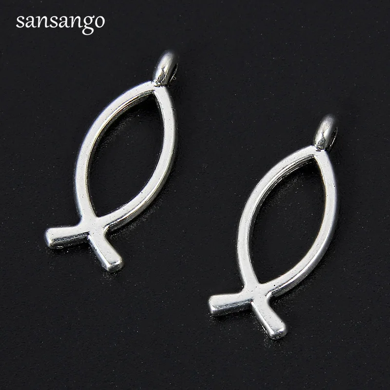 

10pcs Silver Plated Fish Alloy Charm Pendant Jewelry DIY Making Necklace Charm Bracelet For Women Men Gift 20*7mm