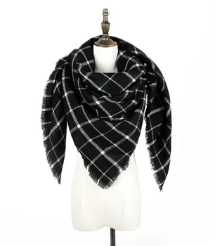 

Black Plaid Winter Scarf Women 2018Warm Cashmere Scarves And Shawls Large Triangle Pashmina Blanket Wraps