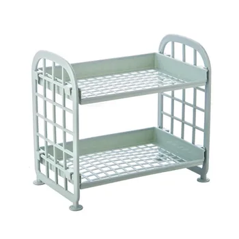 

Hot Sale Double Layers Storage Rack Multipurpose Kitchen Bathroom Plastic Square Storage Organizer Practical Shelf Rack New 2019